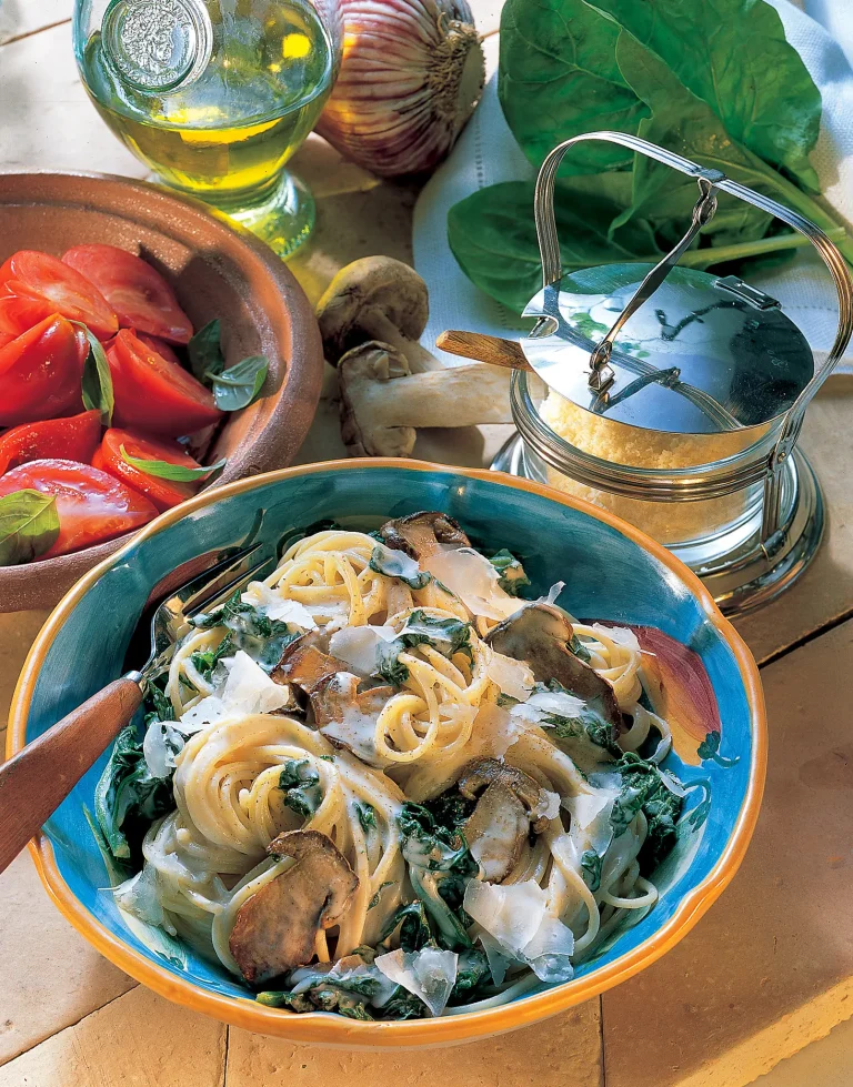 Pilz-Spinat-Spaghetti