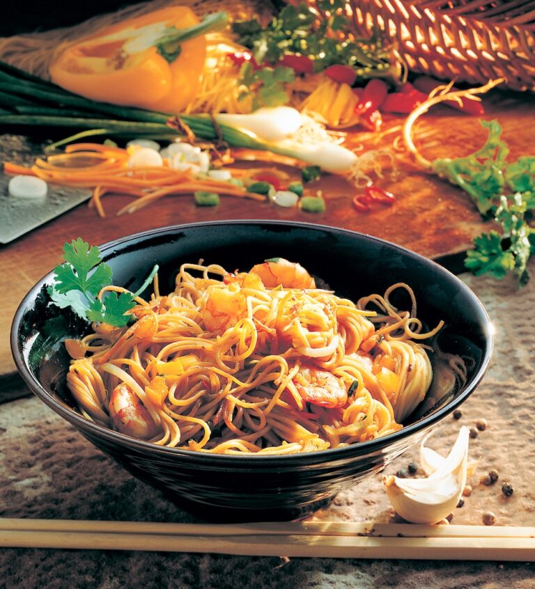 Singapurnudeln mit Shrimps